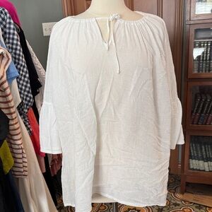 bryn Walker White Peasant Tie-Neck Blouse